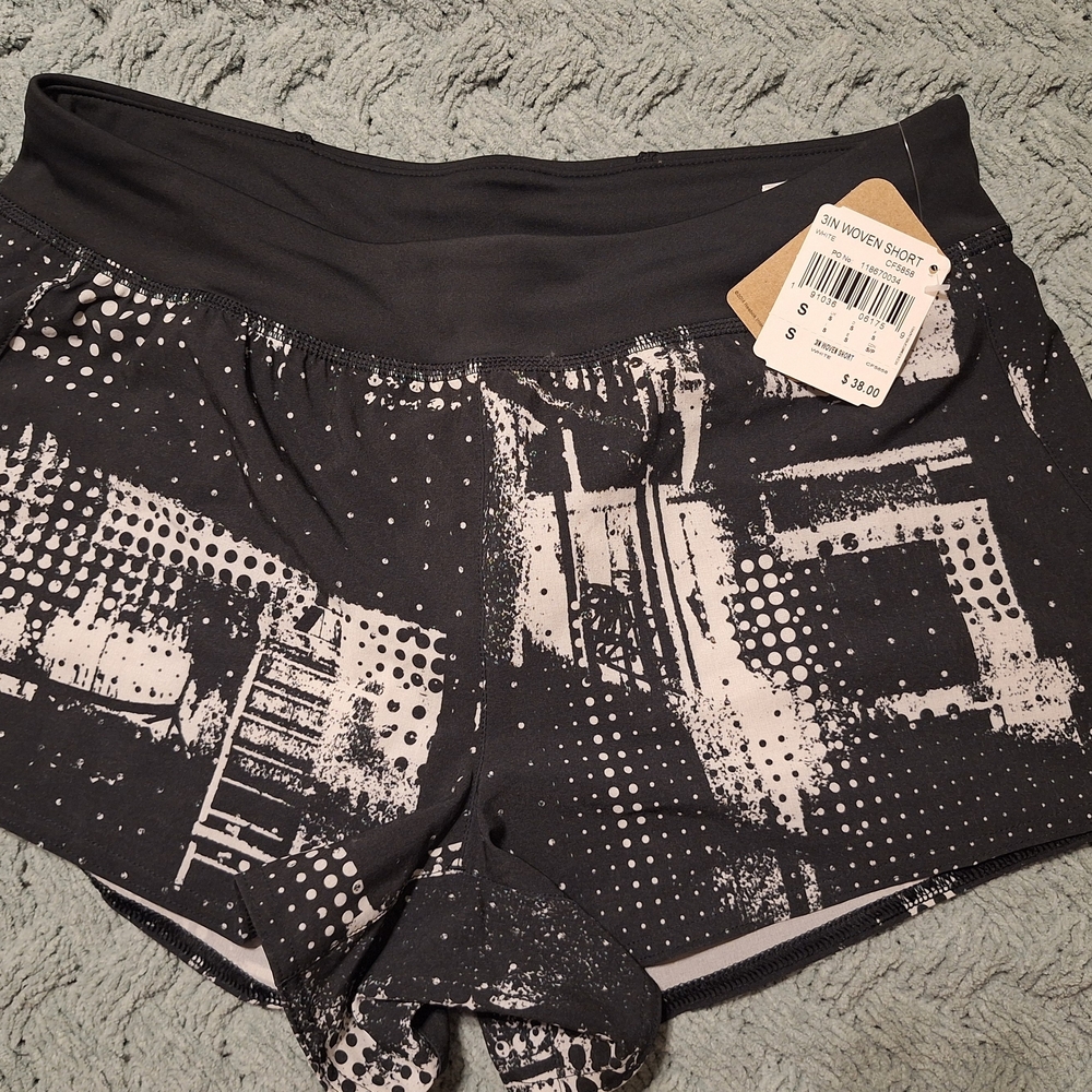 Reebok Black Athletic Speedwick Shorts with White Speckle